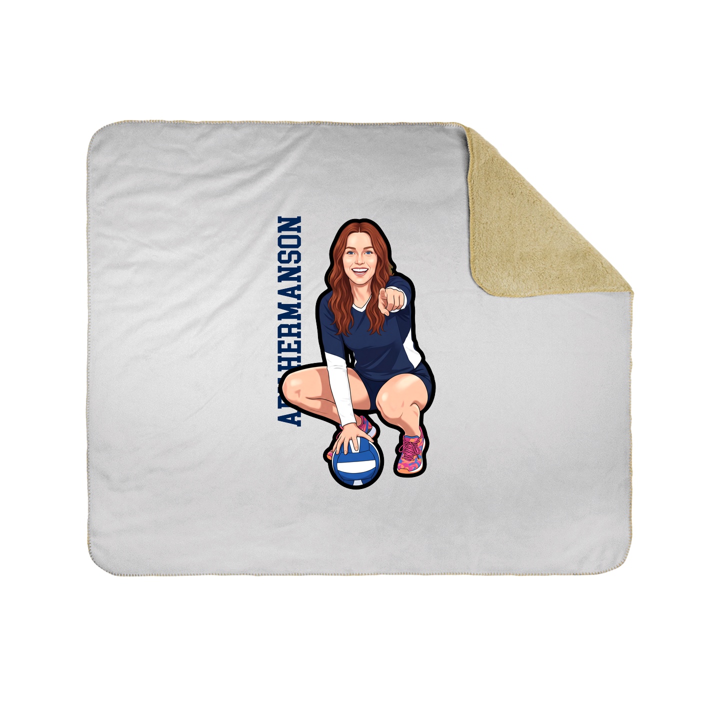 Throw Blanket — Name Vertical in White
