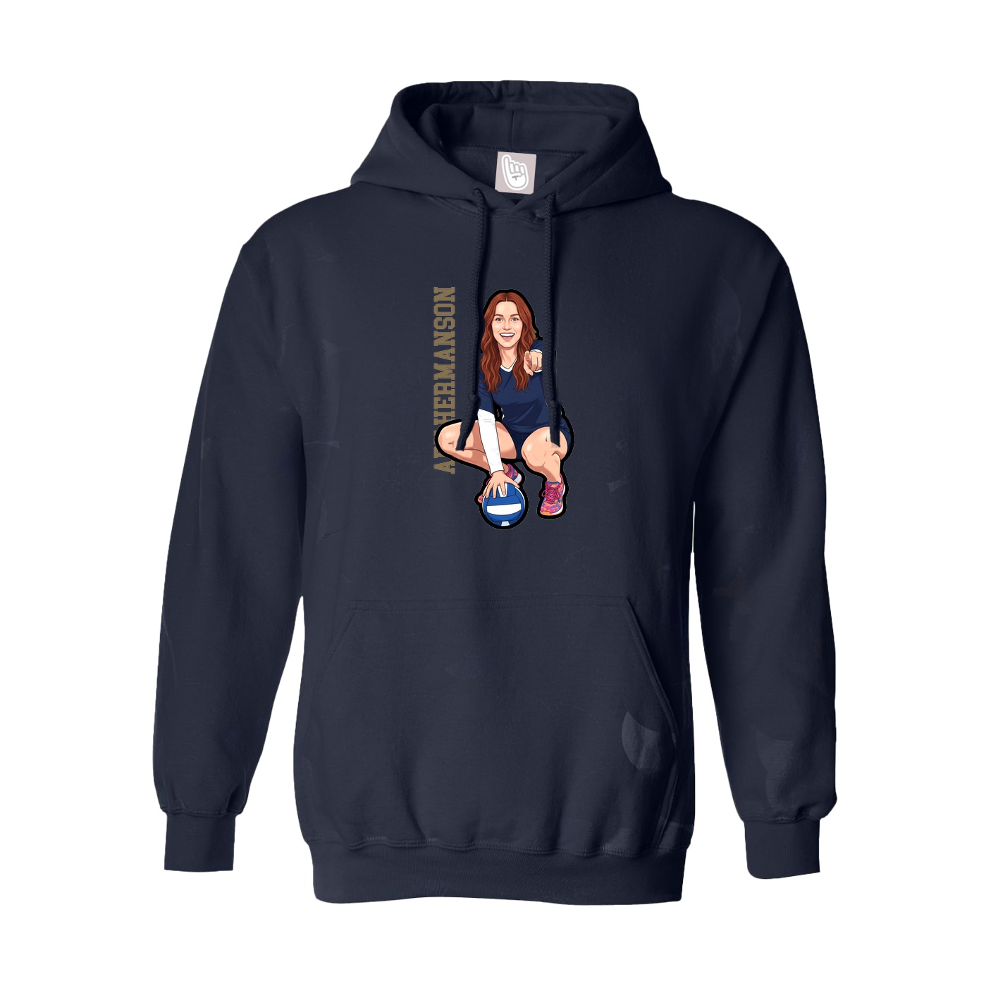 Hoodie — Name Vertical in Navy