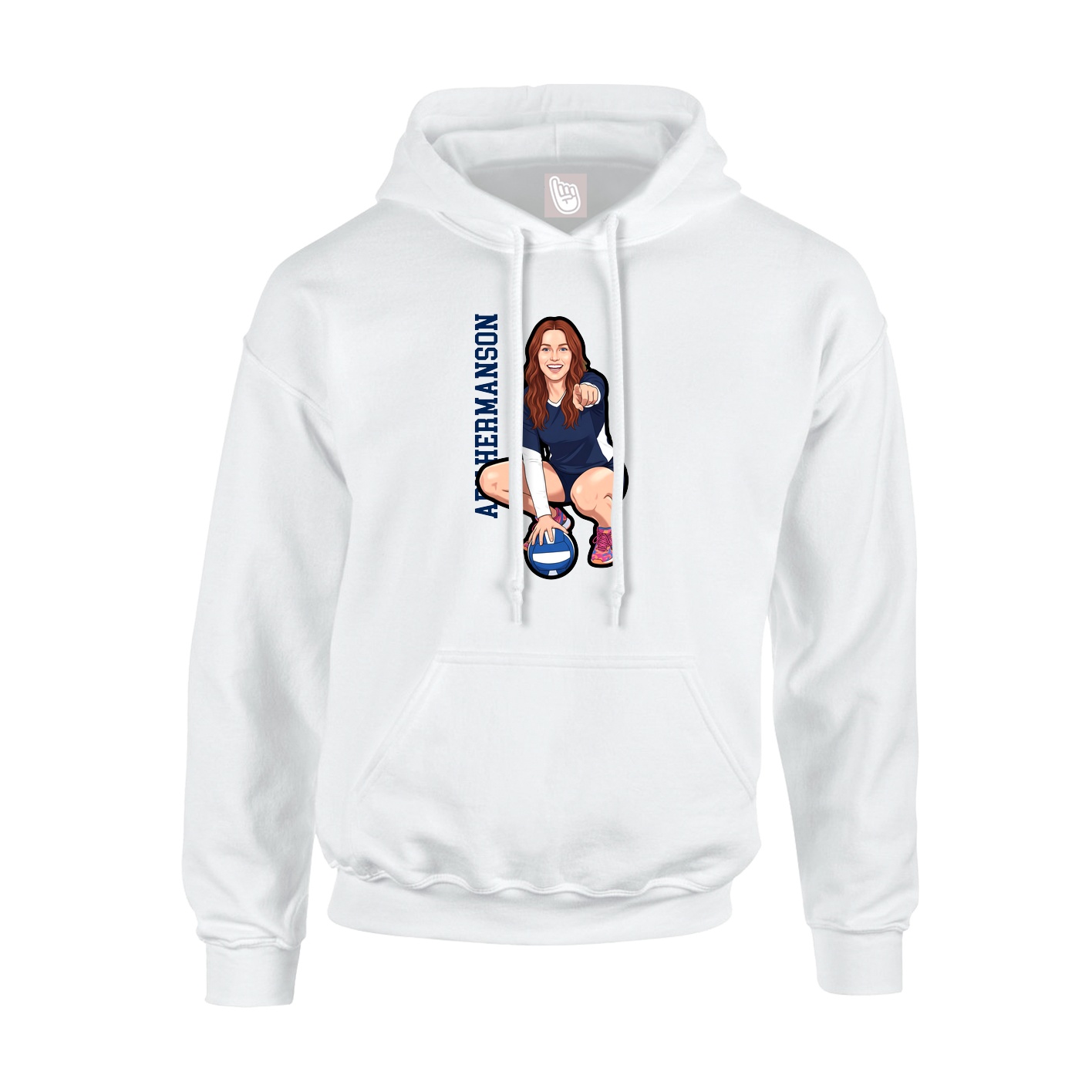 Youth Hoodie — Name Vertical in White