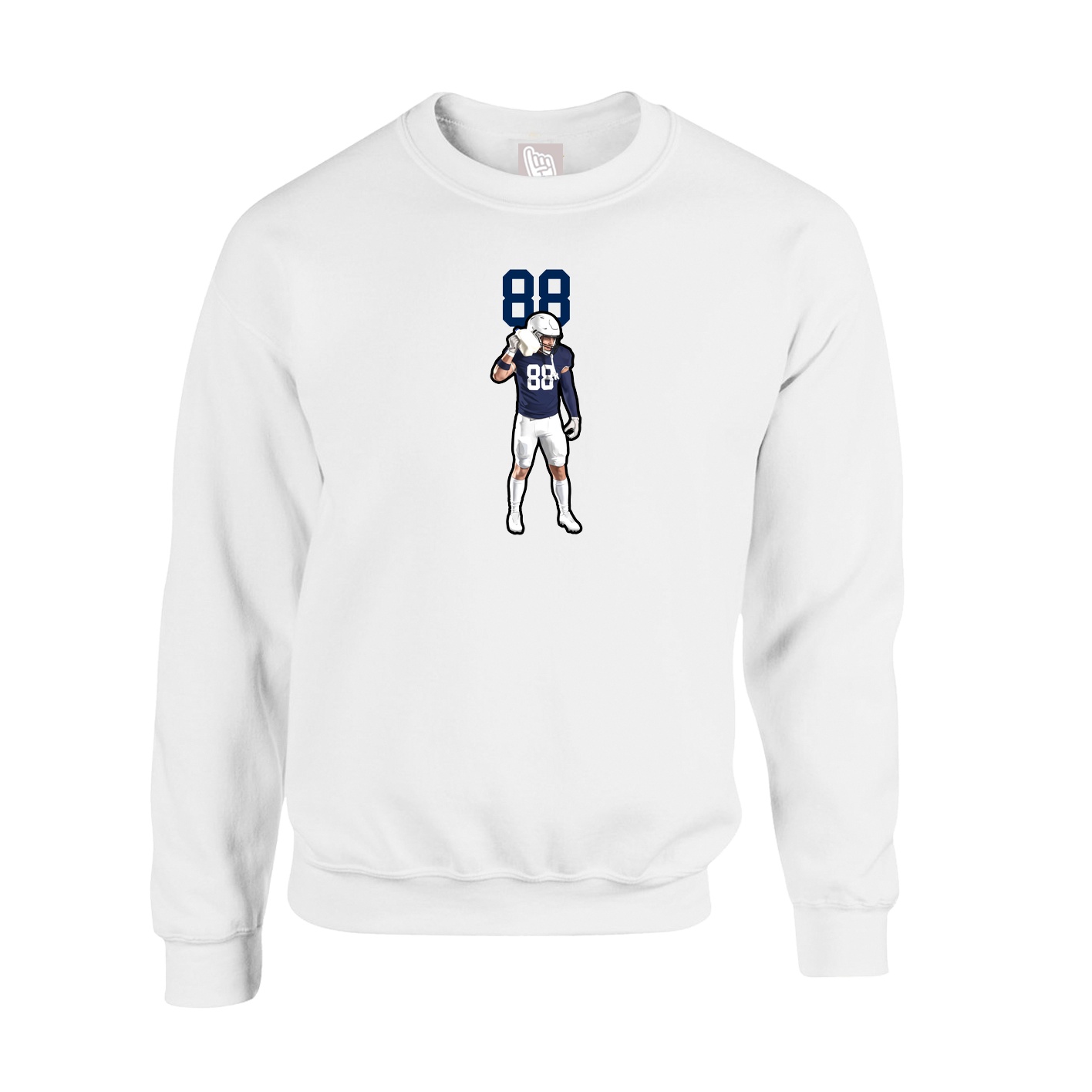 Fleece Crew — Number Top in White