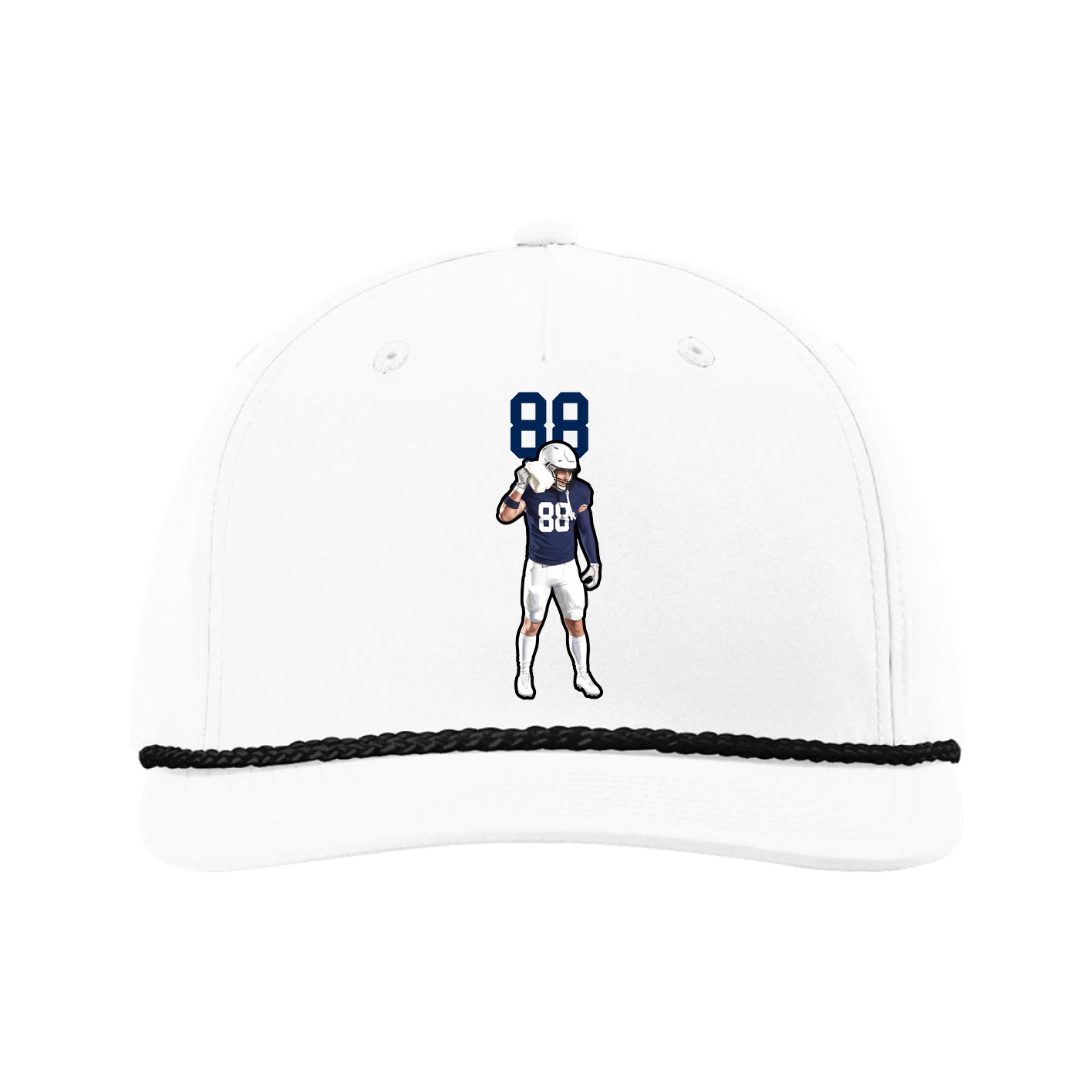 Five-Panel Classic Rope Cap — Number Top in White