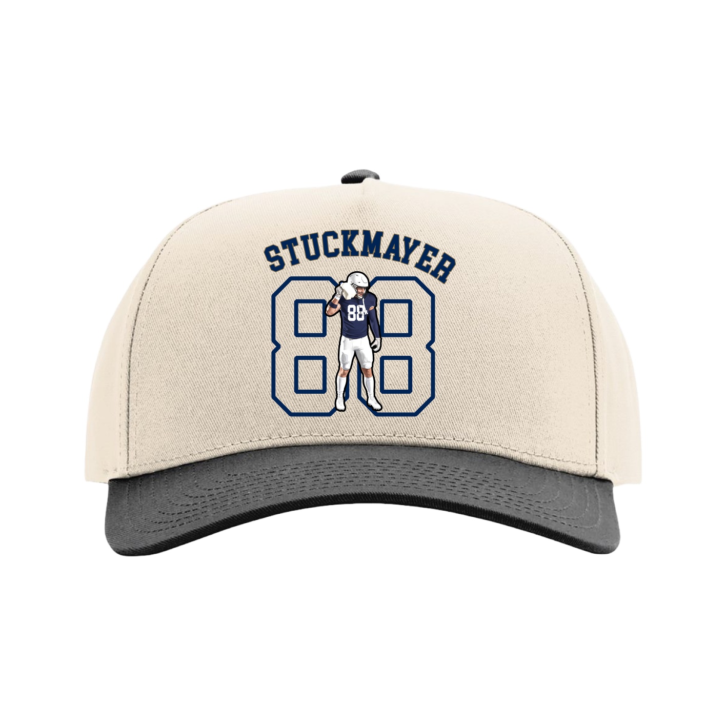 Full Fabric Five-Panel Champ Cap — Shirsey Arch in Cream/Black