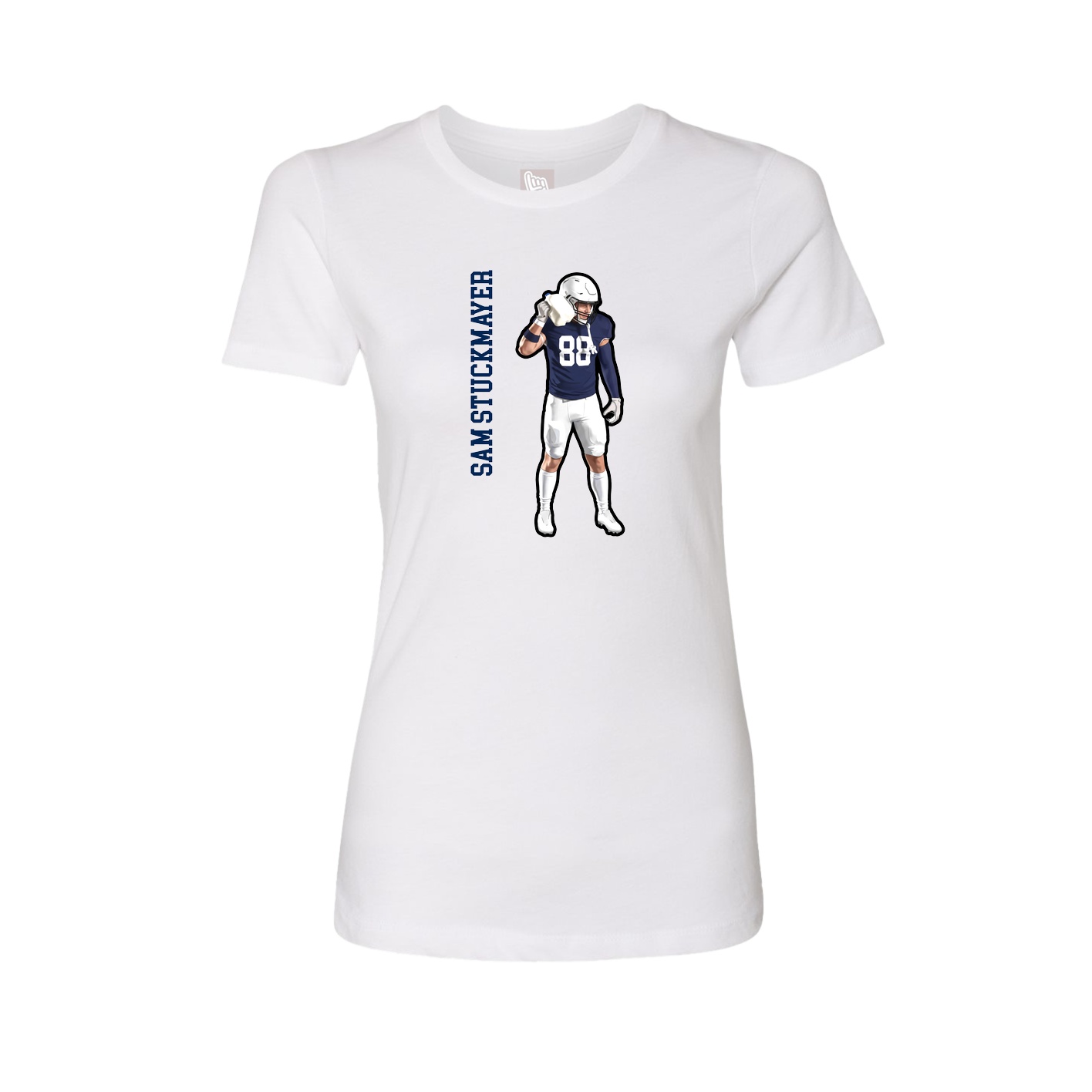 Womens Tee — Name Vertical in White