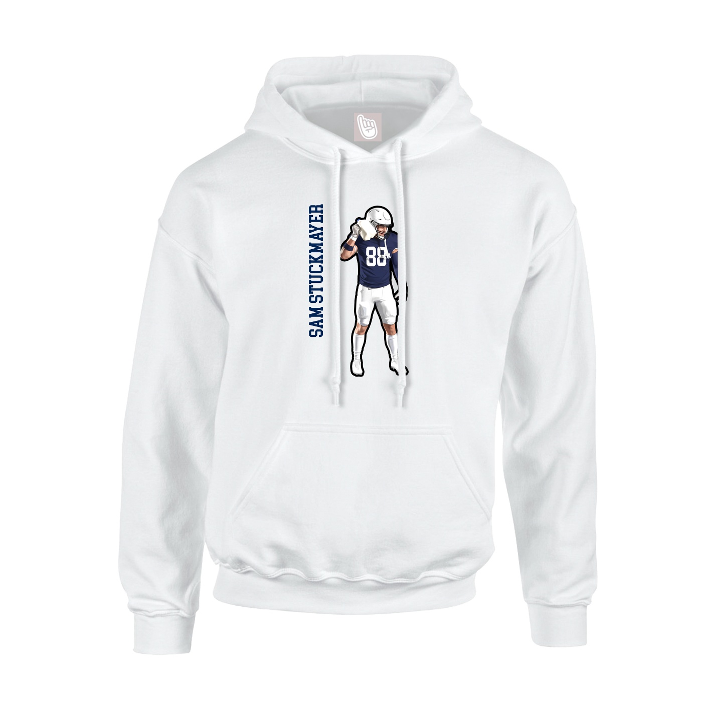 Youth Hoodie — Name Vertical in White