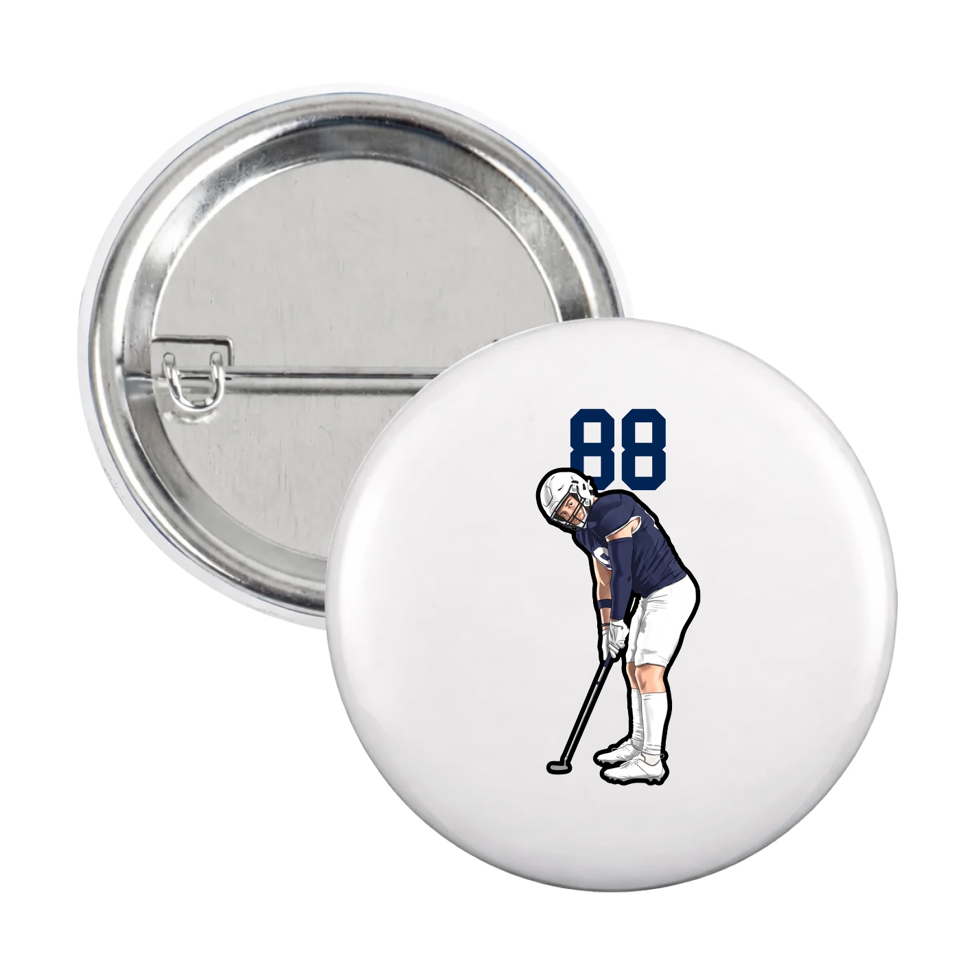 Game Day Button — Number Top in White