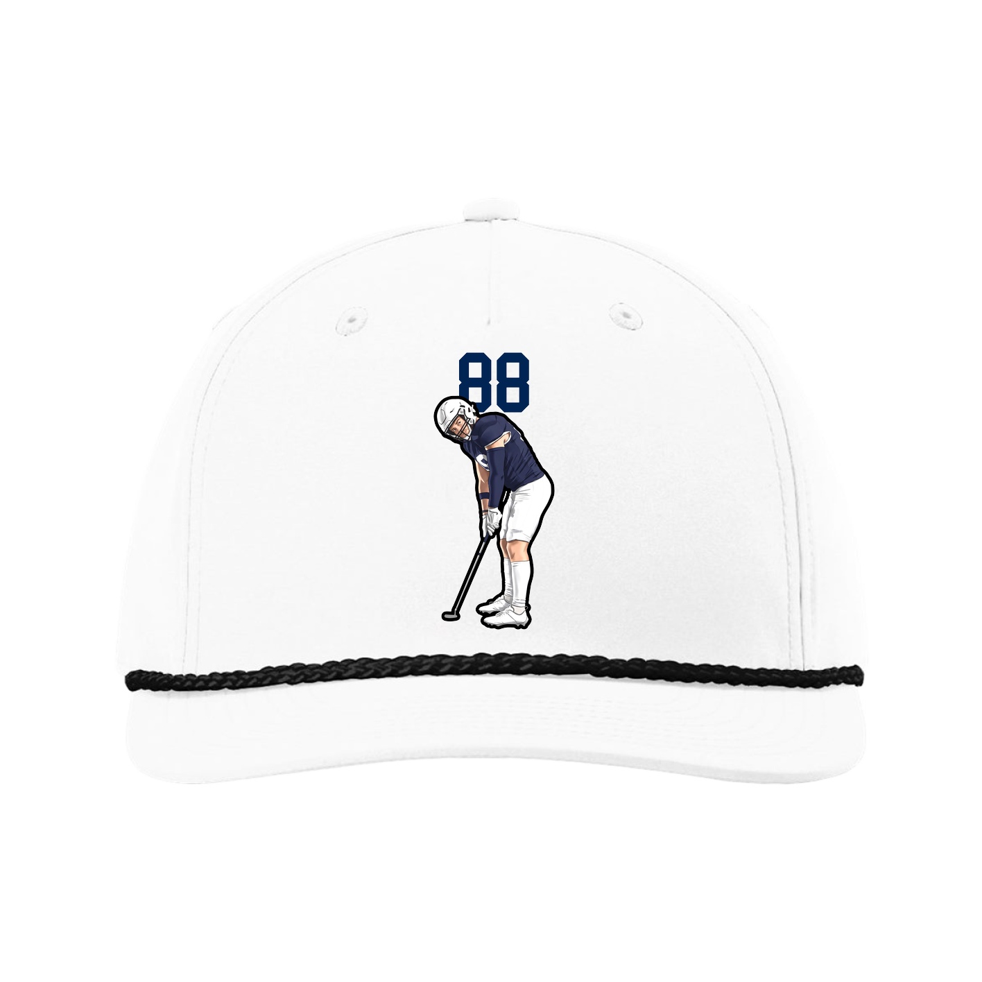 Five-Panel Classic Rope Cap — Number Top in White