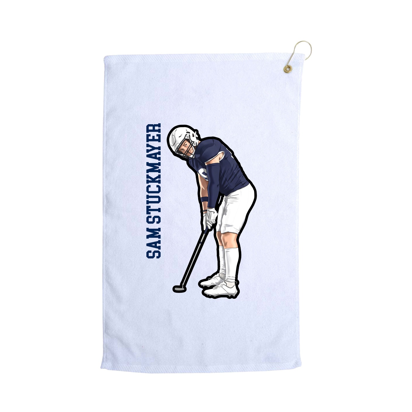 Golf Towel — Name Vertical in White