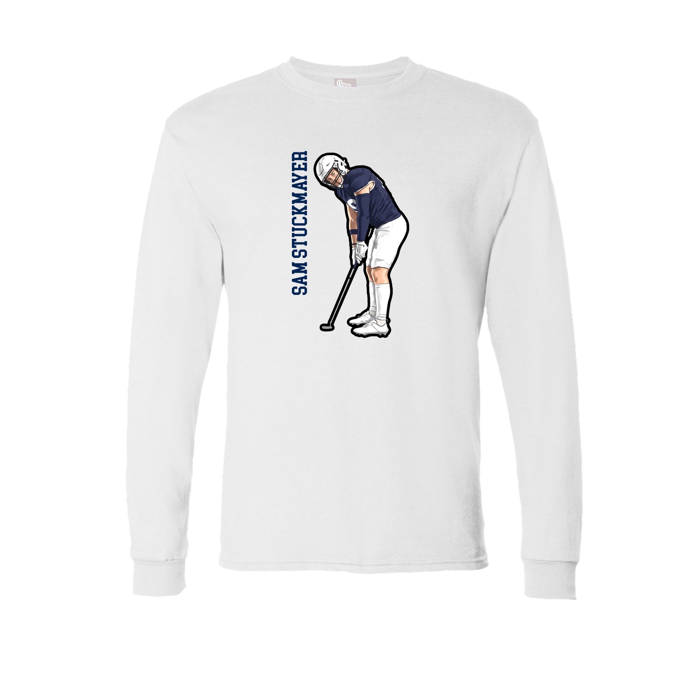 Long Sleeve Tee — Name Vertical in White