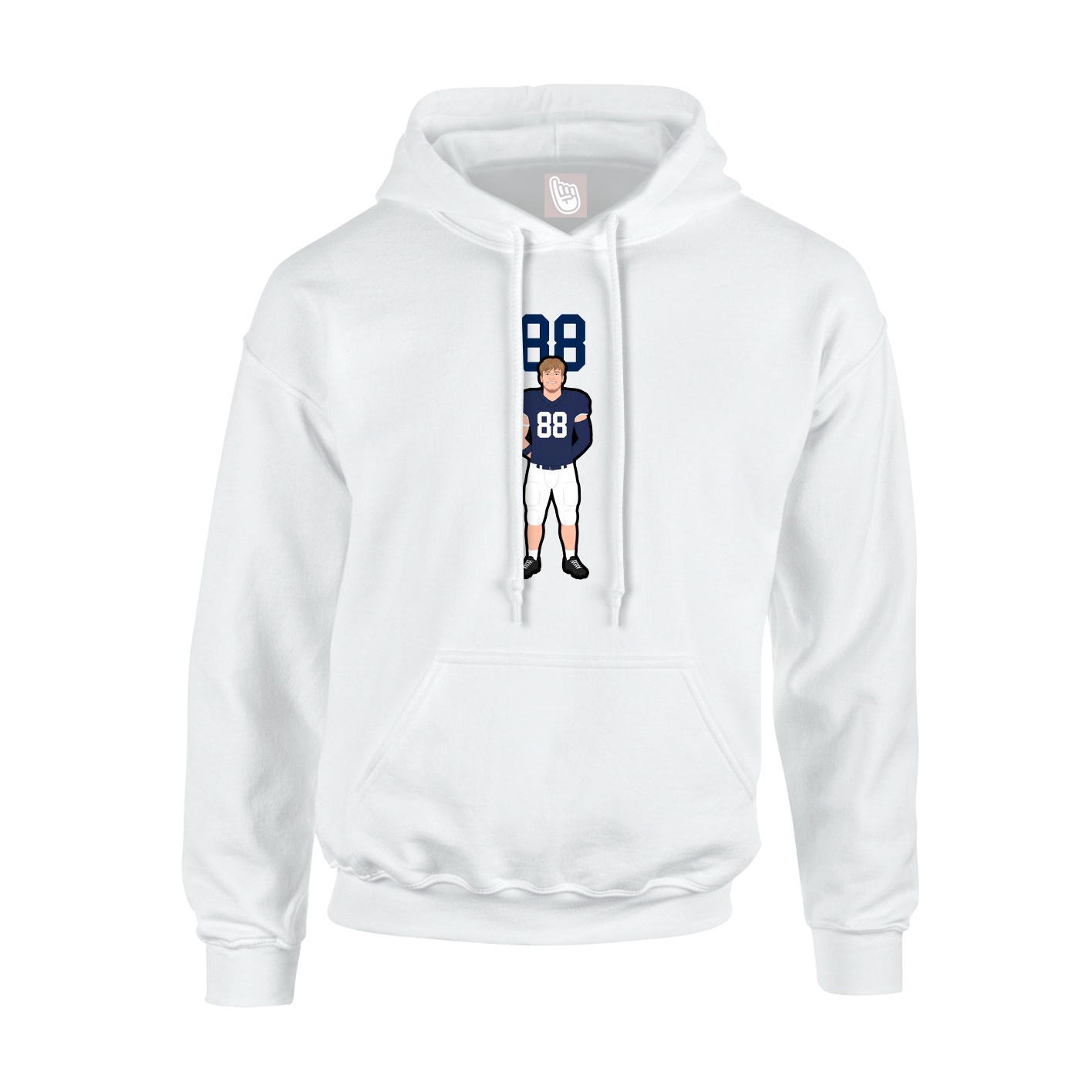Youth Hoodie — Number Top in White
