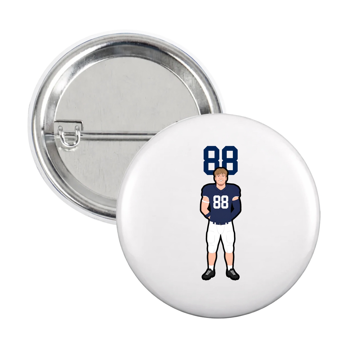 Game Day Button — Number Top in White