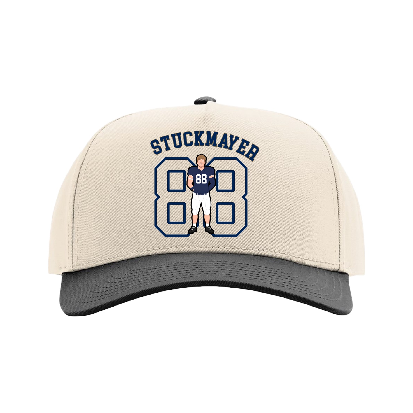 Full Fabric Five-Panel Champ Cap — Shirsey Arch in Cream/Black