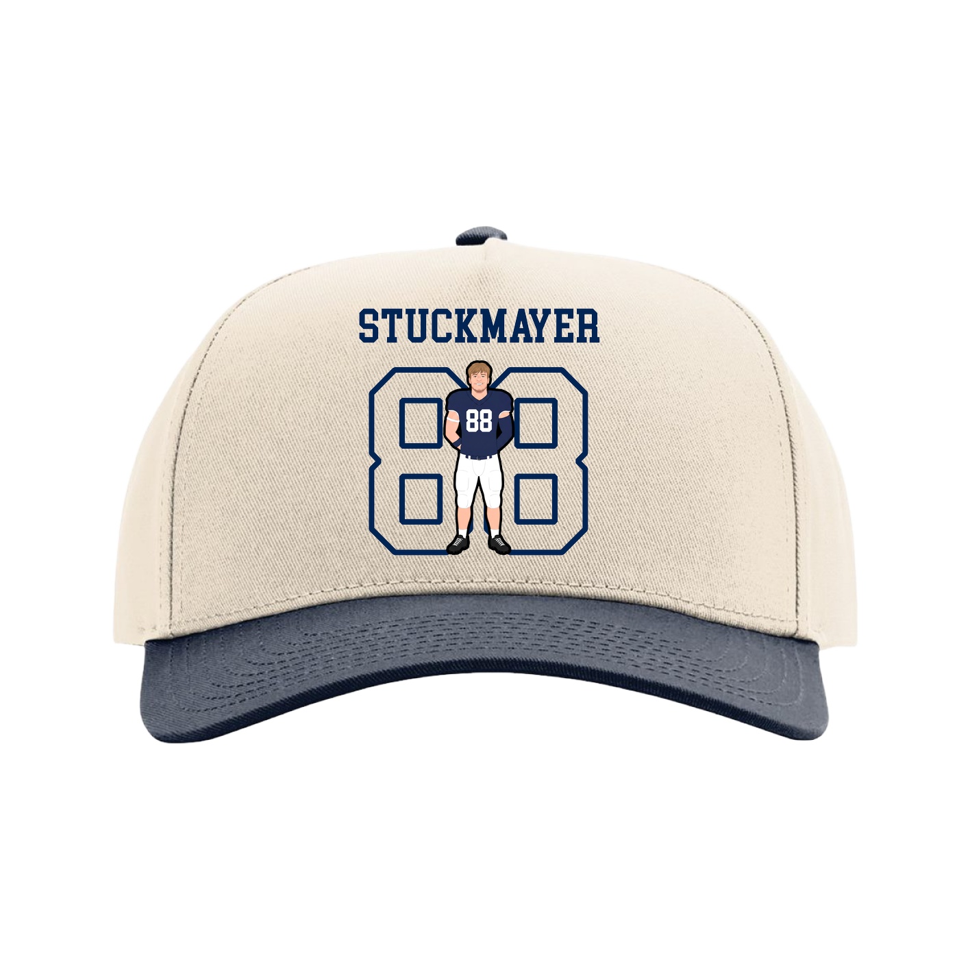 Full Fabric Five-Panel Champ Cap — Shirsey in Cream/Navy