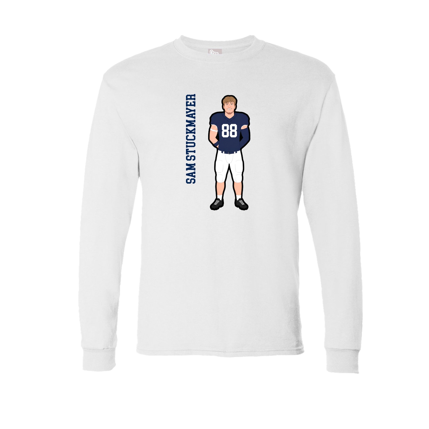 Long Sleeve Tee — Name Vertical in White