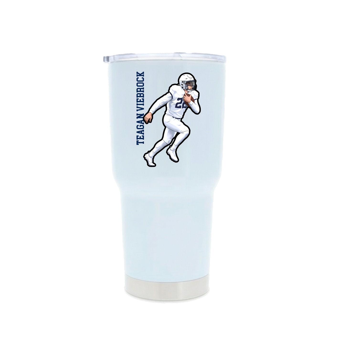 30oz Stainless Steel Tumbler — Name Vertical in White