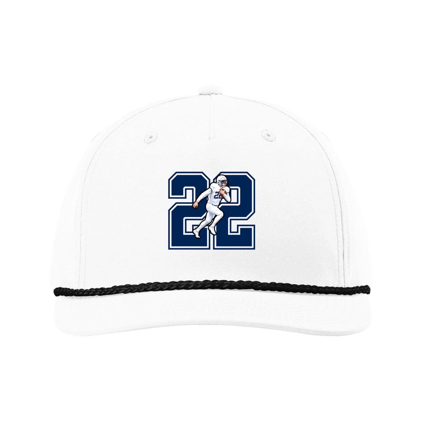 Five-Panel Classic Rope Cap — Number in White