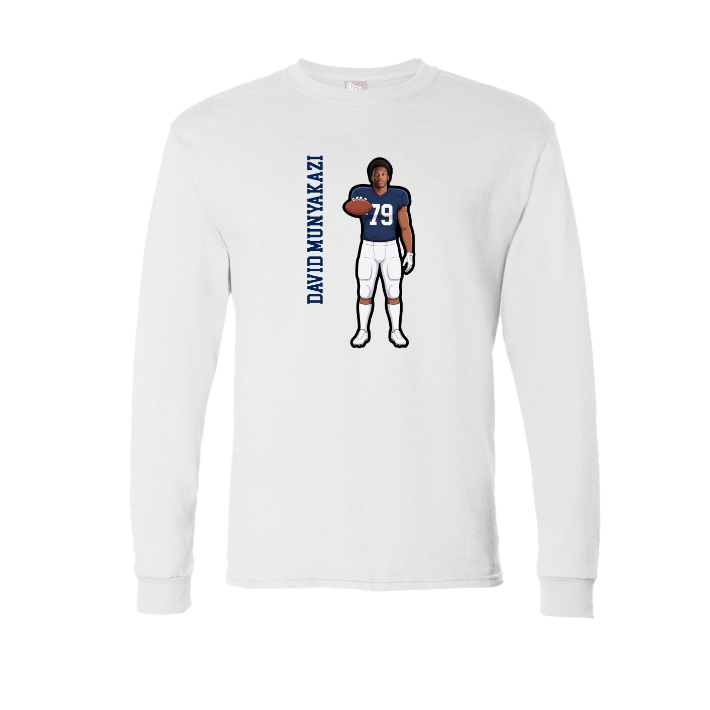 Long Sleeve Tee — Name Vertical in White