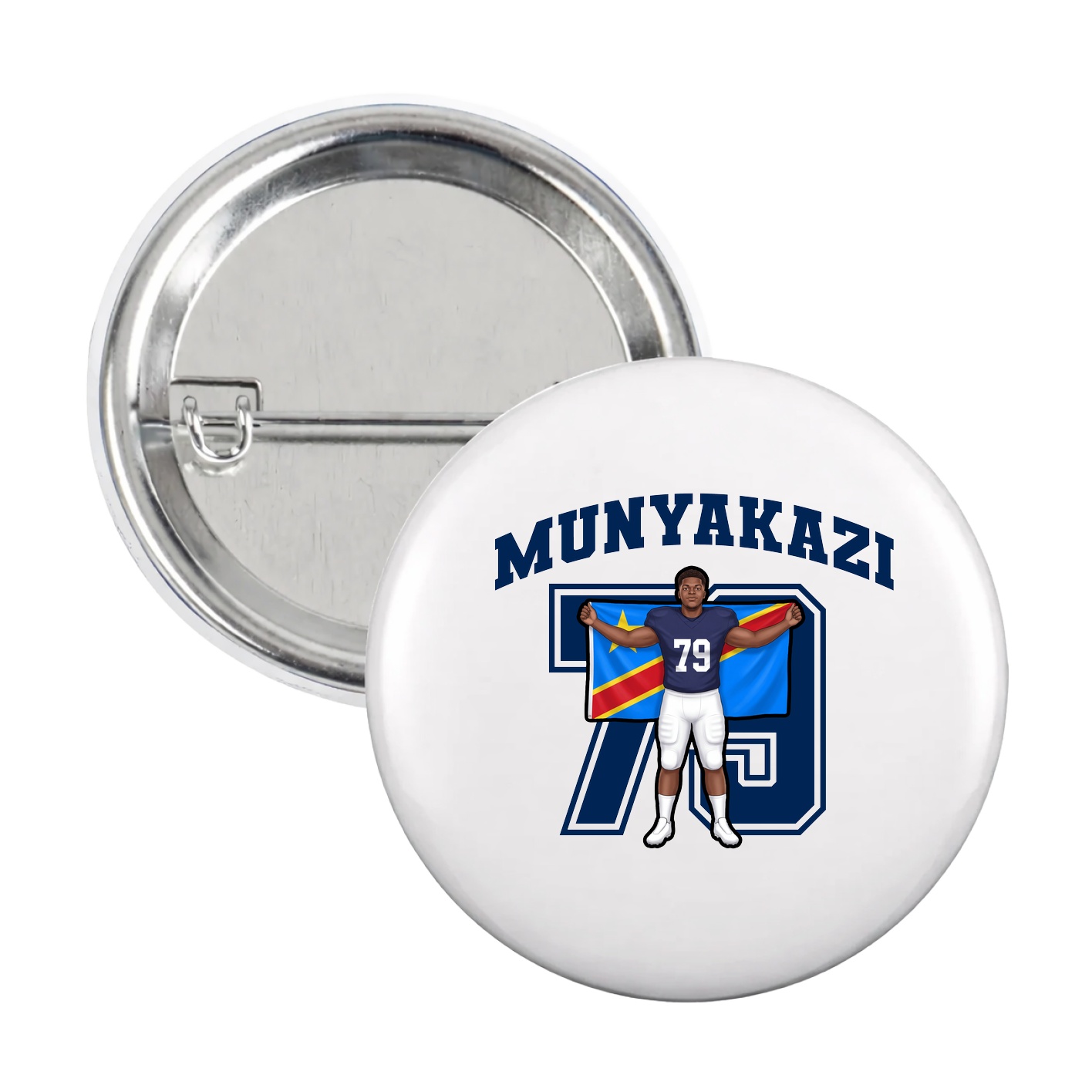 Game Day Button — Number in White