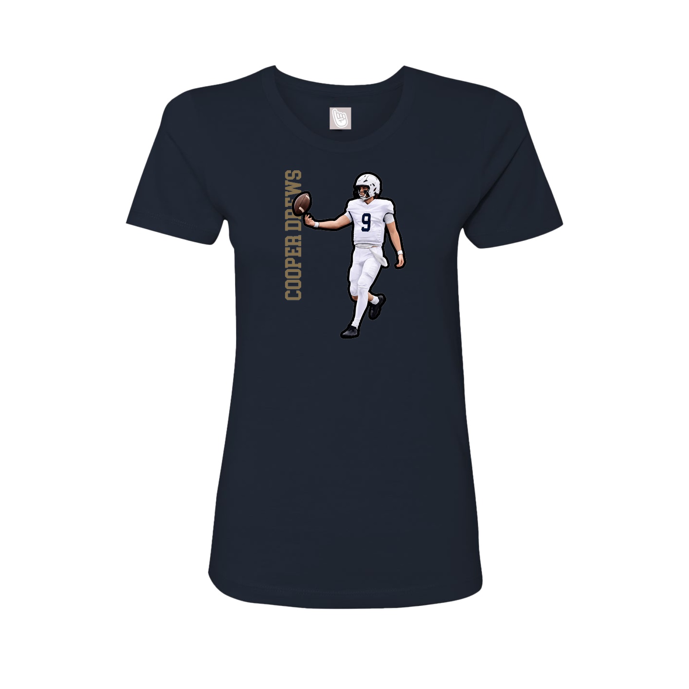 Fitted Women's Tee — Name Vertical in Navy