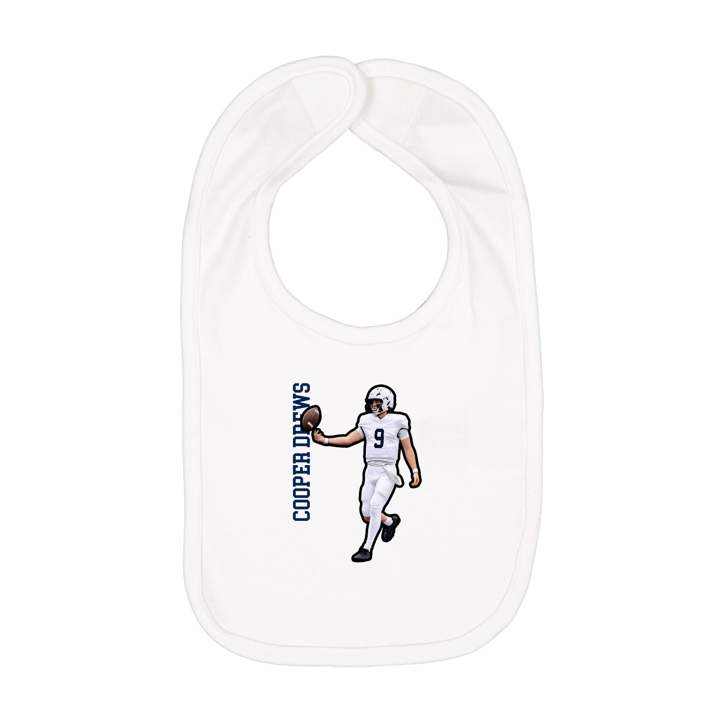 Infant Bib — Name Vertical in White