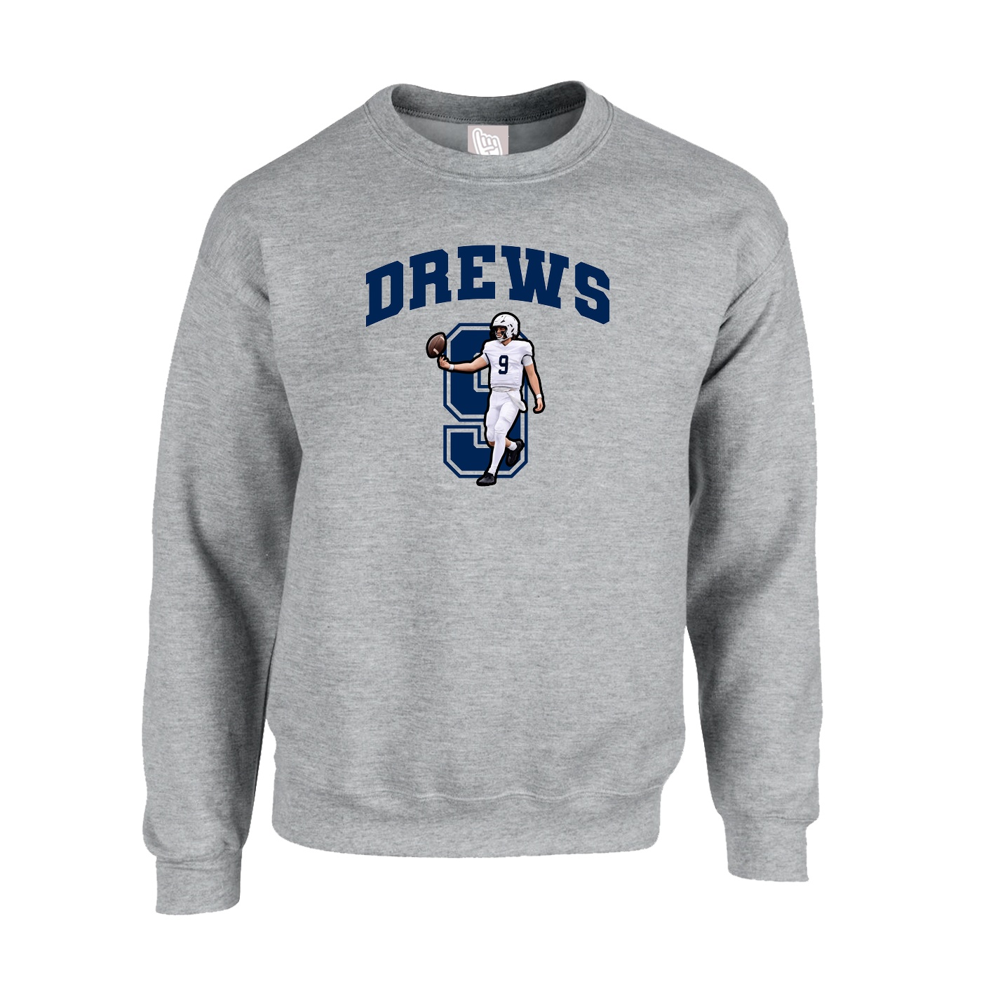 Fleece Crew — Number in Grey