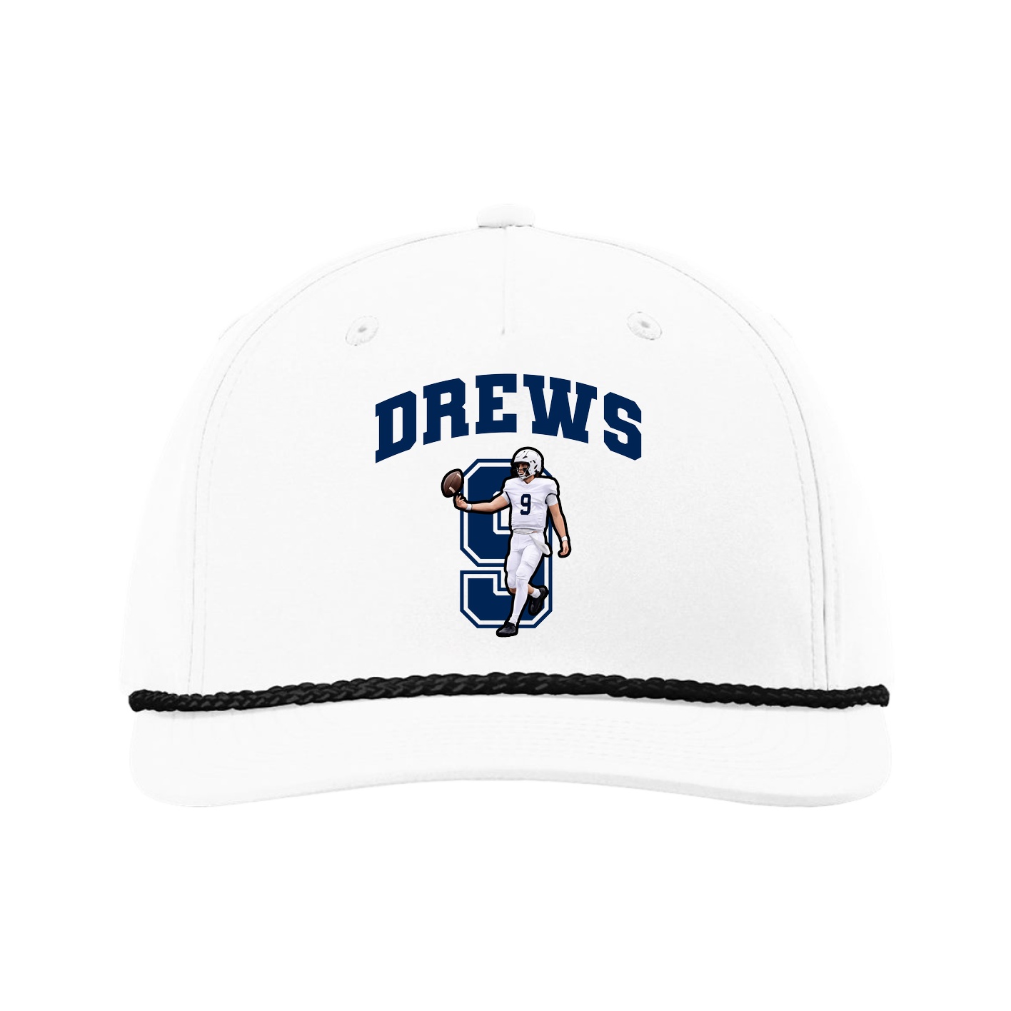 Five-Panel Classic Rope Cap — Number in White