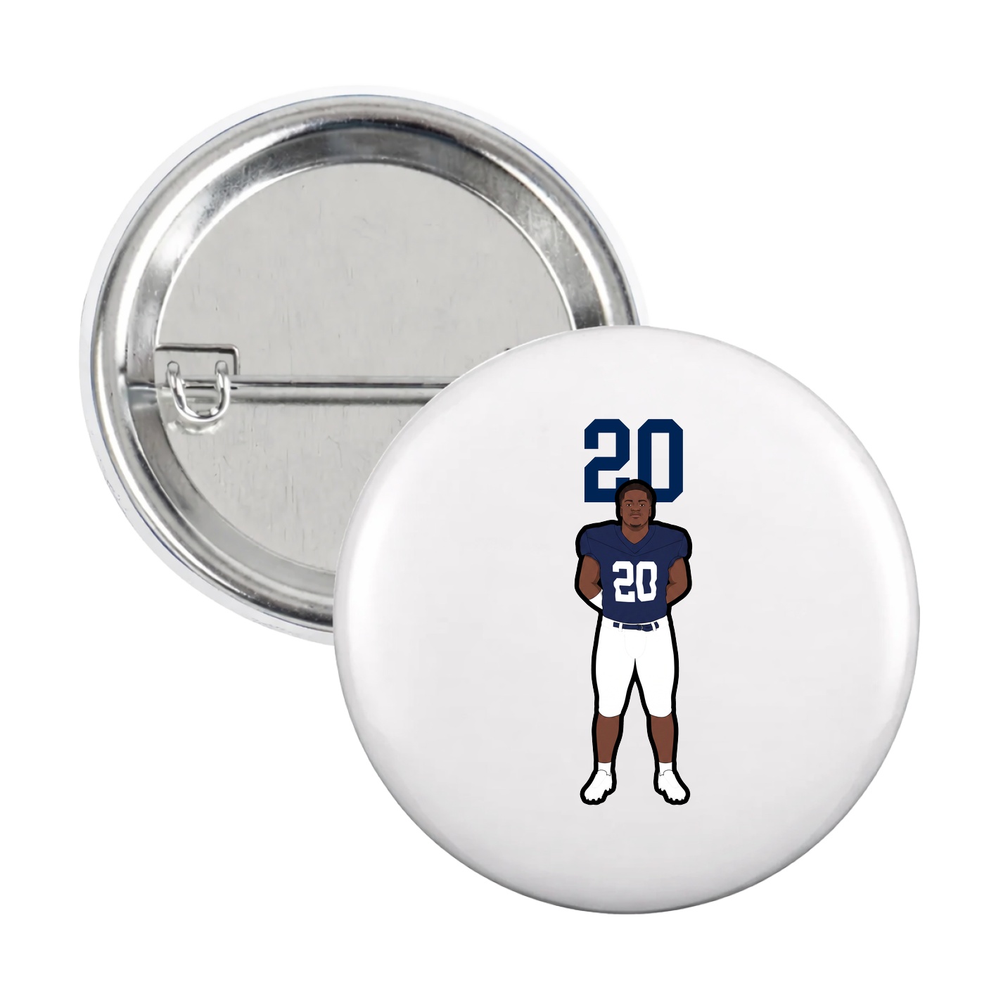 Game Day Button — Number Top in White