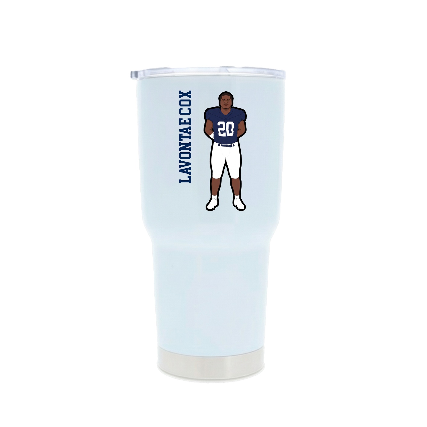 30oz Stainless Steel Tumbler — Name Vertical in White