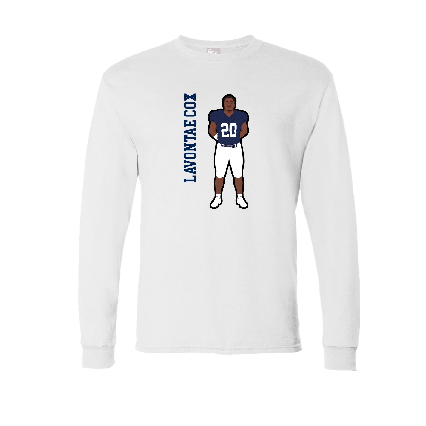 Long Sleeve Tee — Name Vertical in White