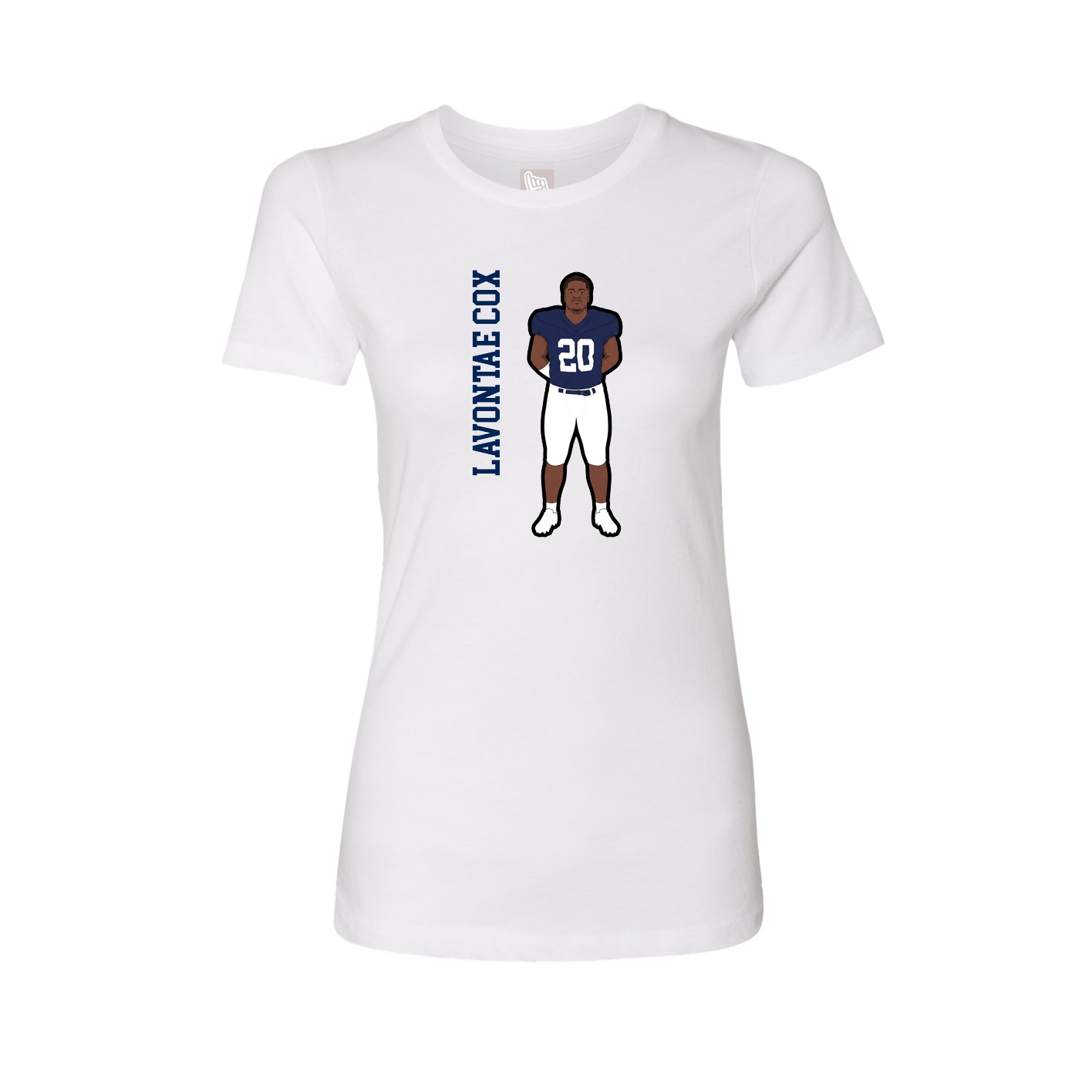 Fitted Women's Tee — Name Vertical in White