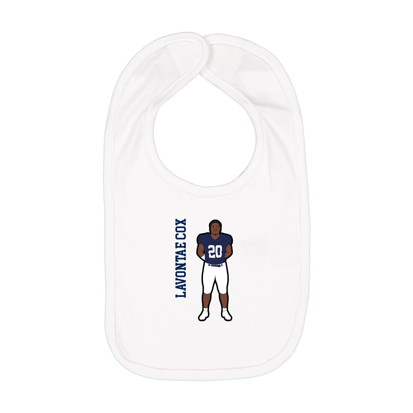 Infant Bib — Name Vertical in White