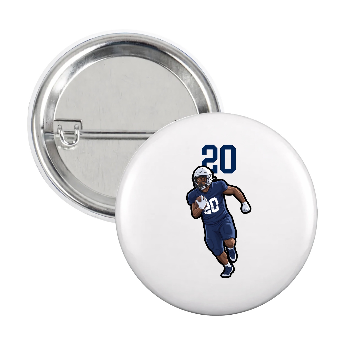 Game Day Button — Number Top in White