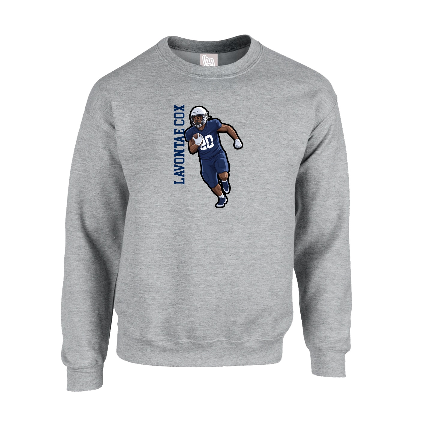 Fleece Crew — Name Vertical in Grey