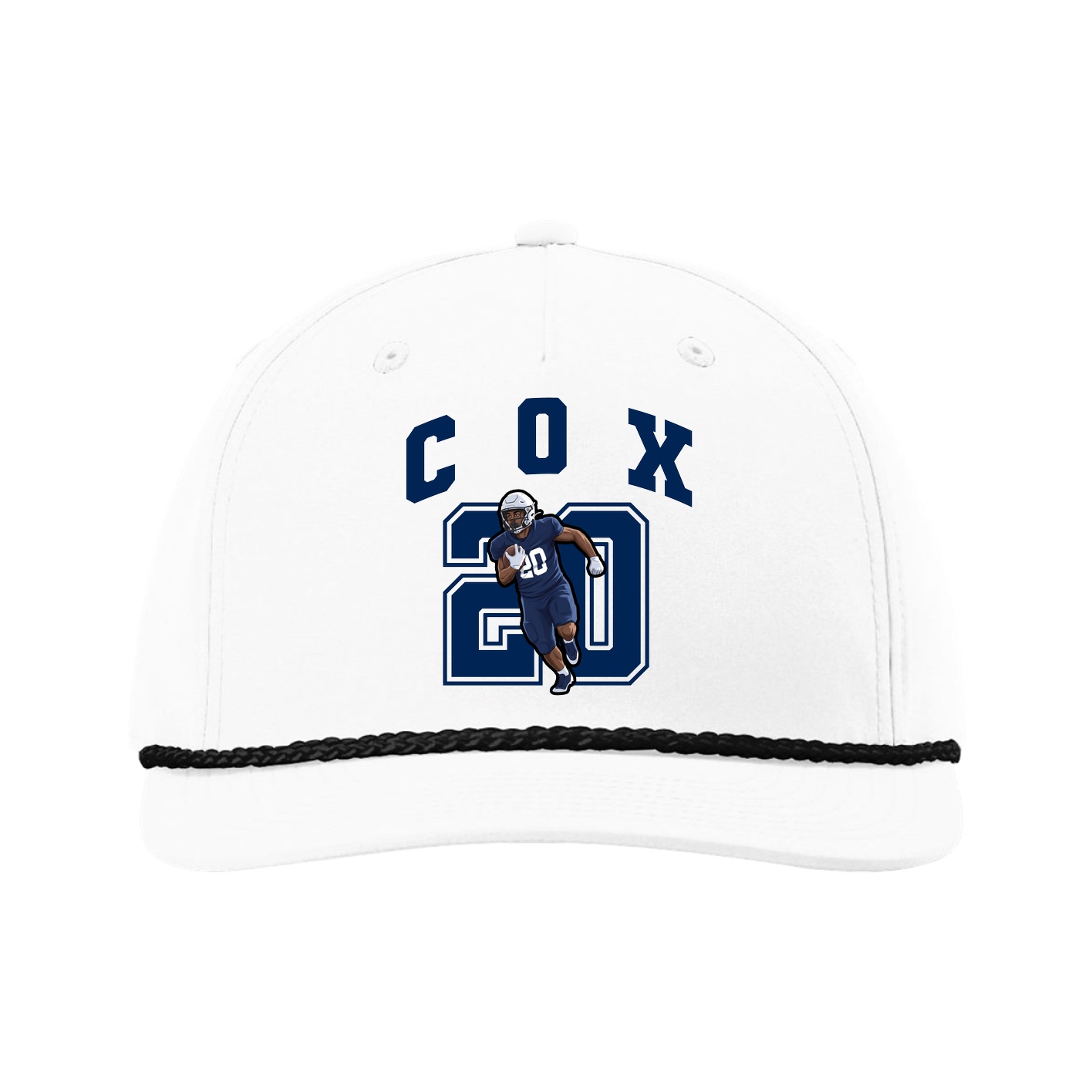 Five-Panel Classic Rope Cap — Number in White