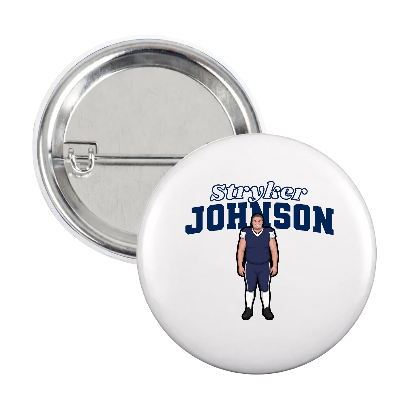 Game Day Button — Name Arch in White