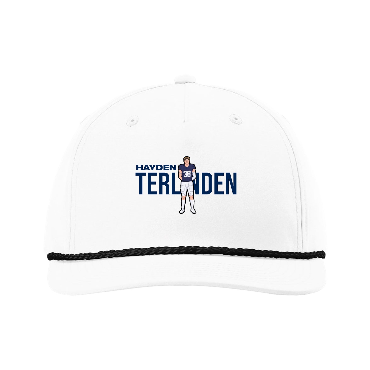 Five-Panel Classic Rope Cap — Player Name in White
