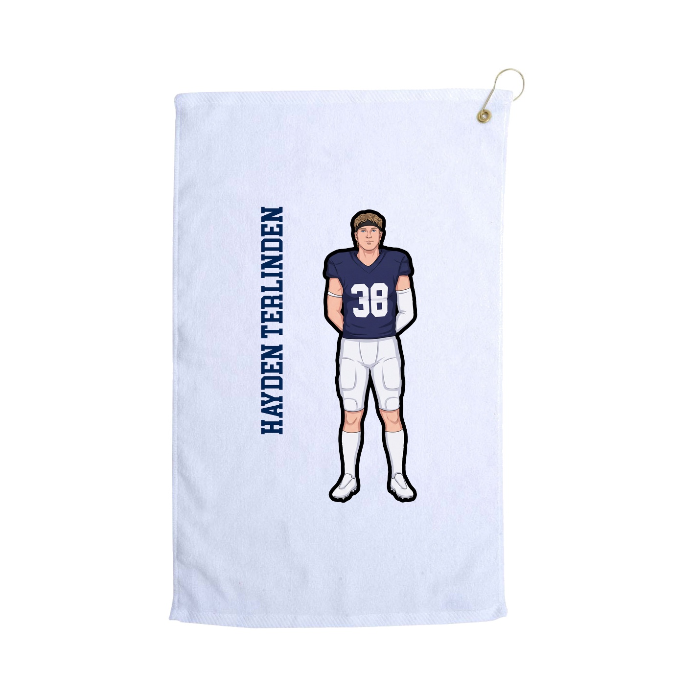 Golf Towel — Name Vertical in White