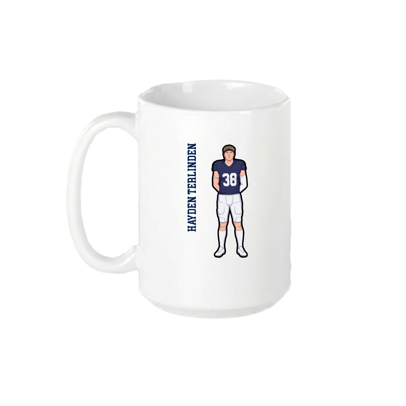 15oz Coffee Mug — Name Vertical in White