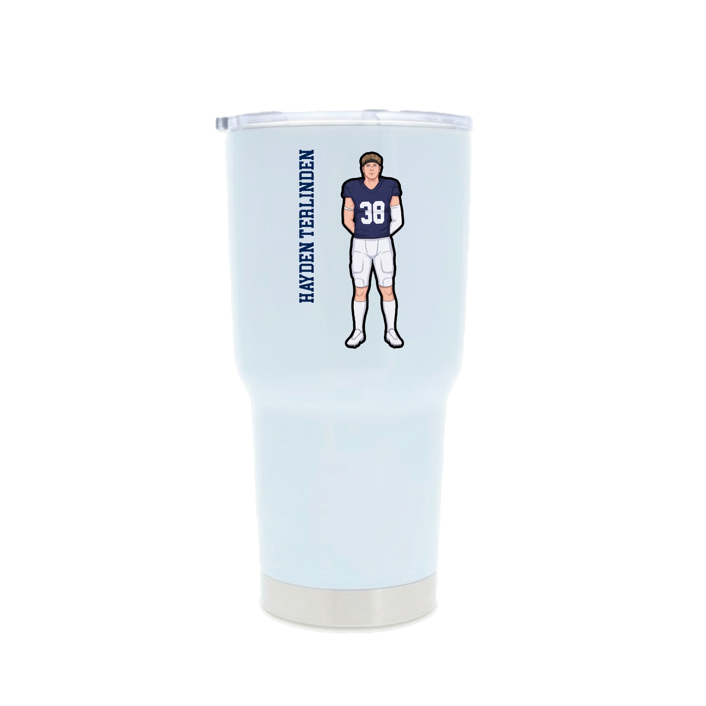30oz Stainless Steel Tumbler — Name Vertical in White