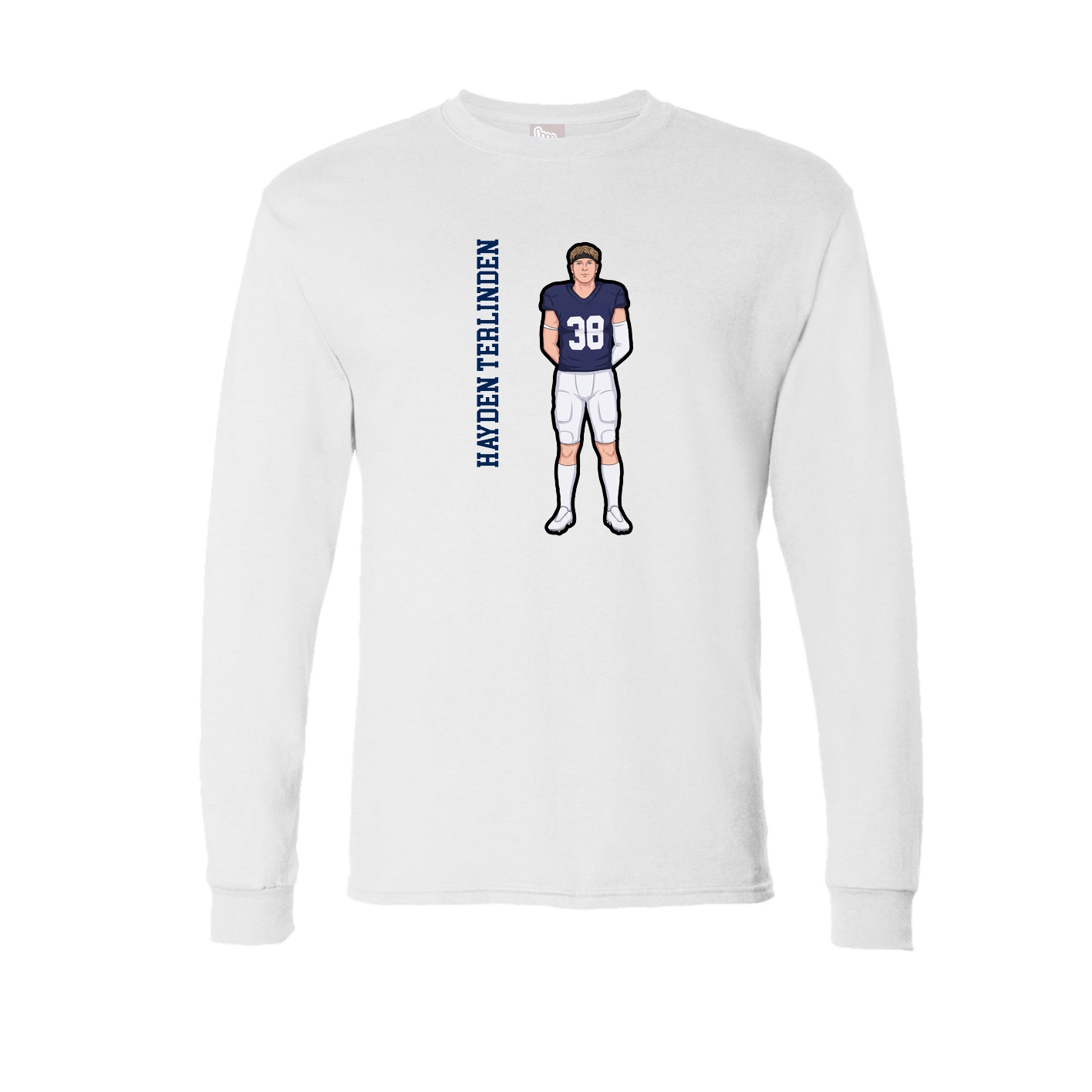 Long Sleeve Tee — Name Vertical in White