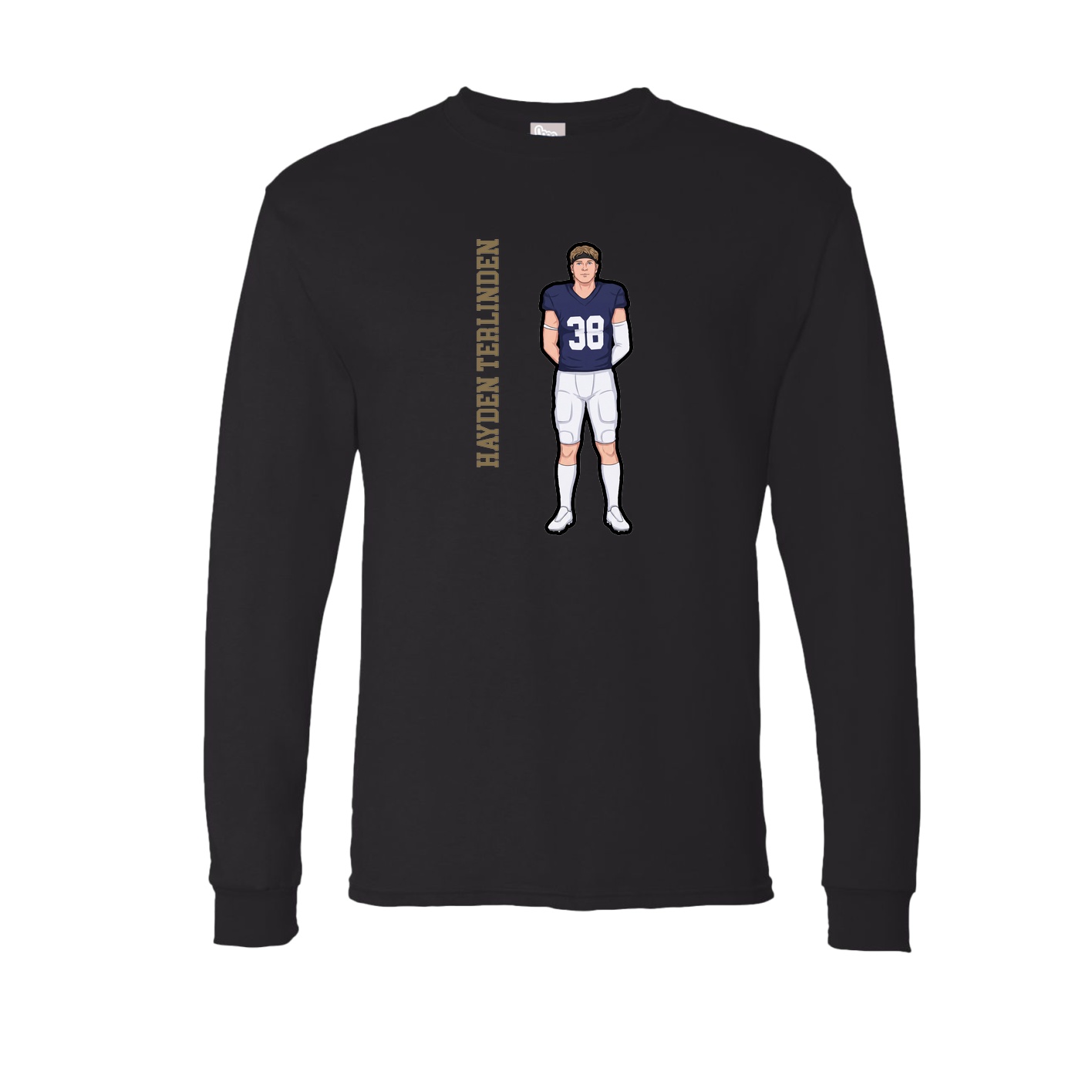 Long Sleeve Tee — Name Vertical in Black