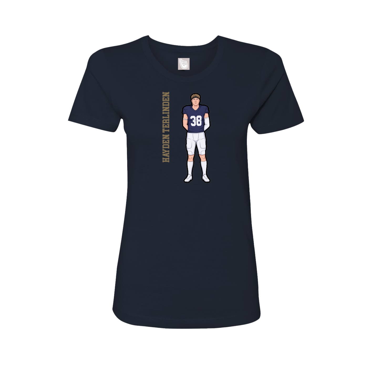 Fitted Women's Tee — Name Vertical in Navy