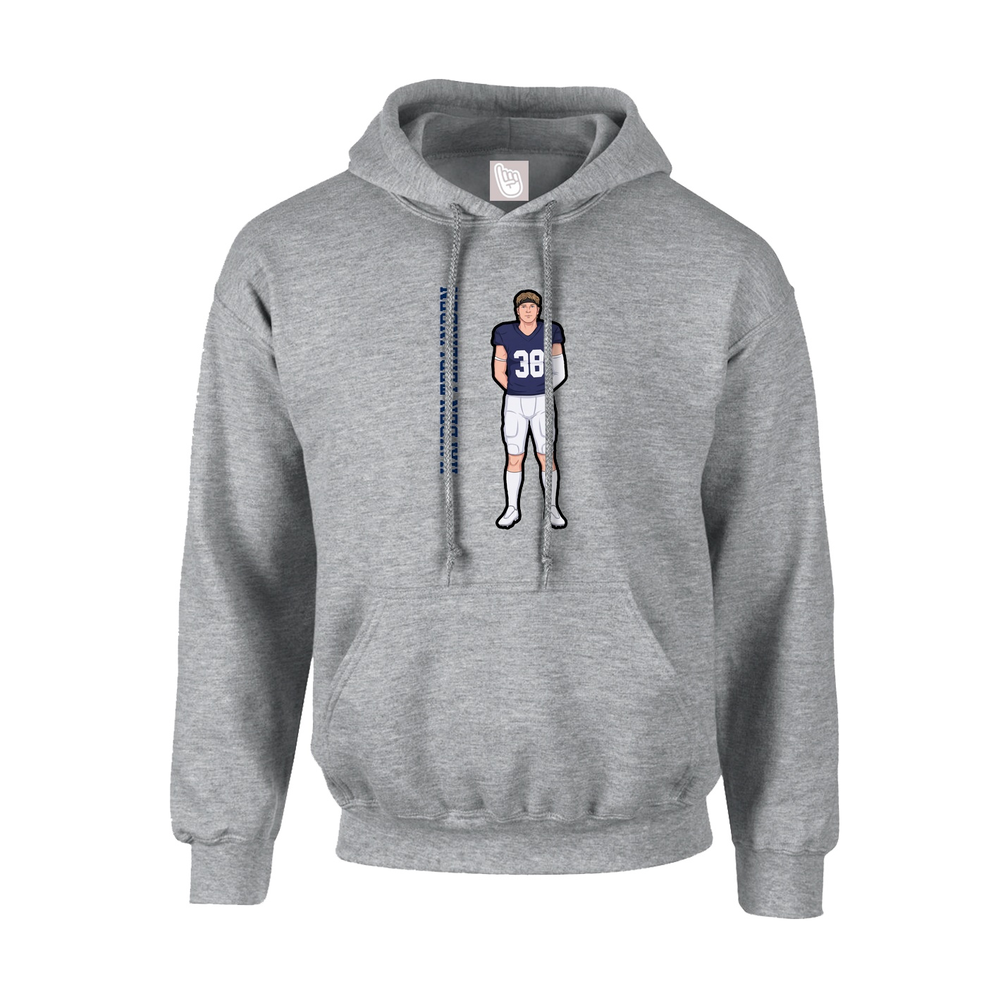 Youth Hoodie — Name Vertical in Grey