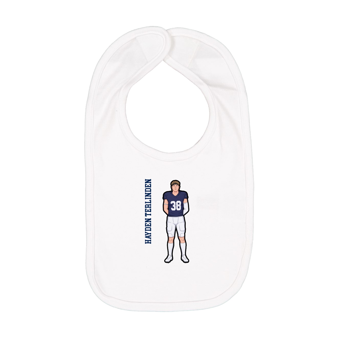 Infant Bib — Name Vertical in White