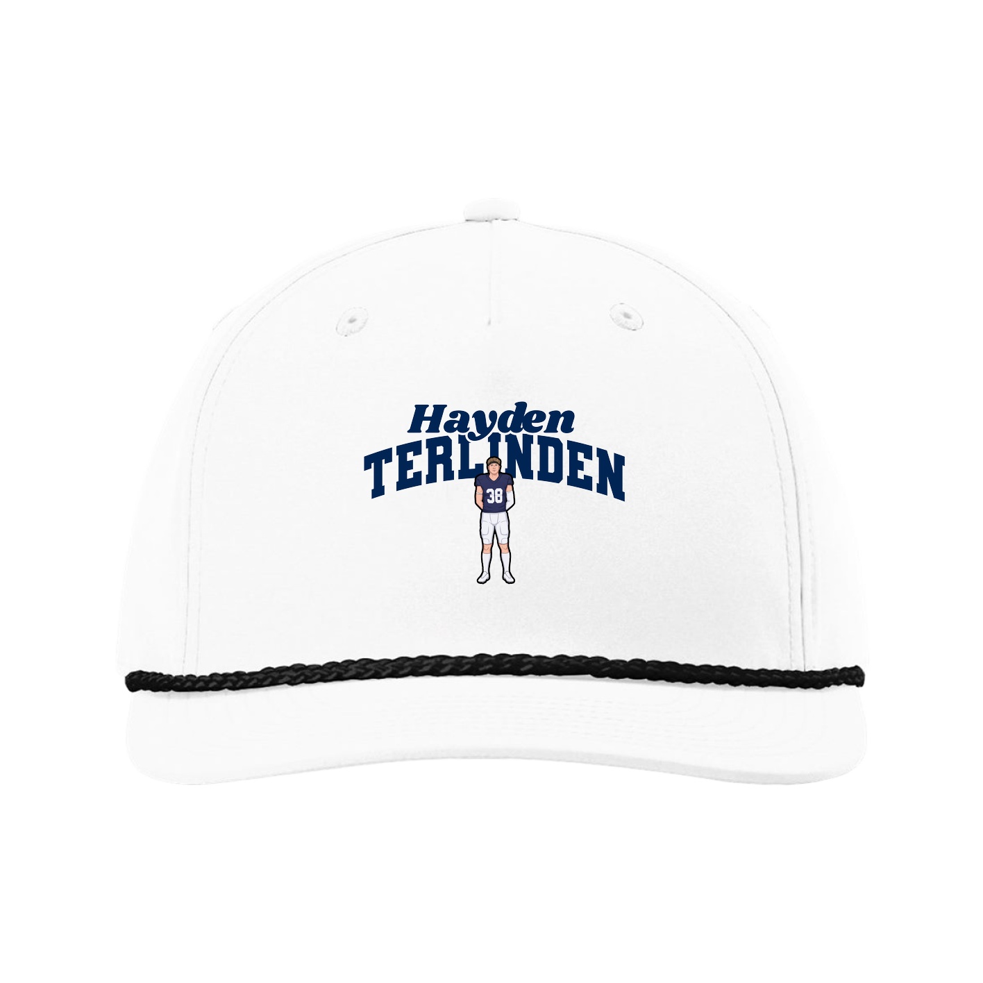 Five-Panel Classic Rope Cap — Signature Arch in White