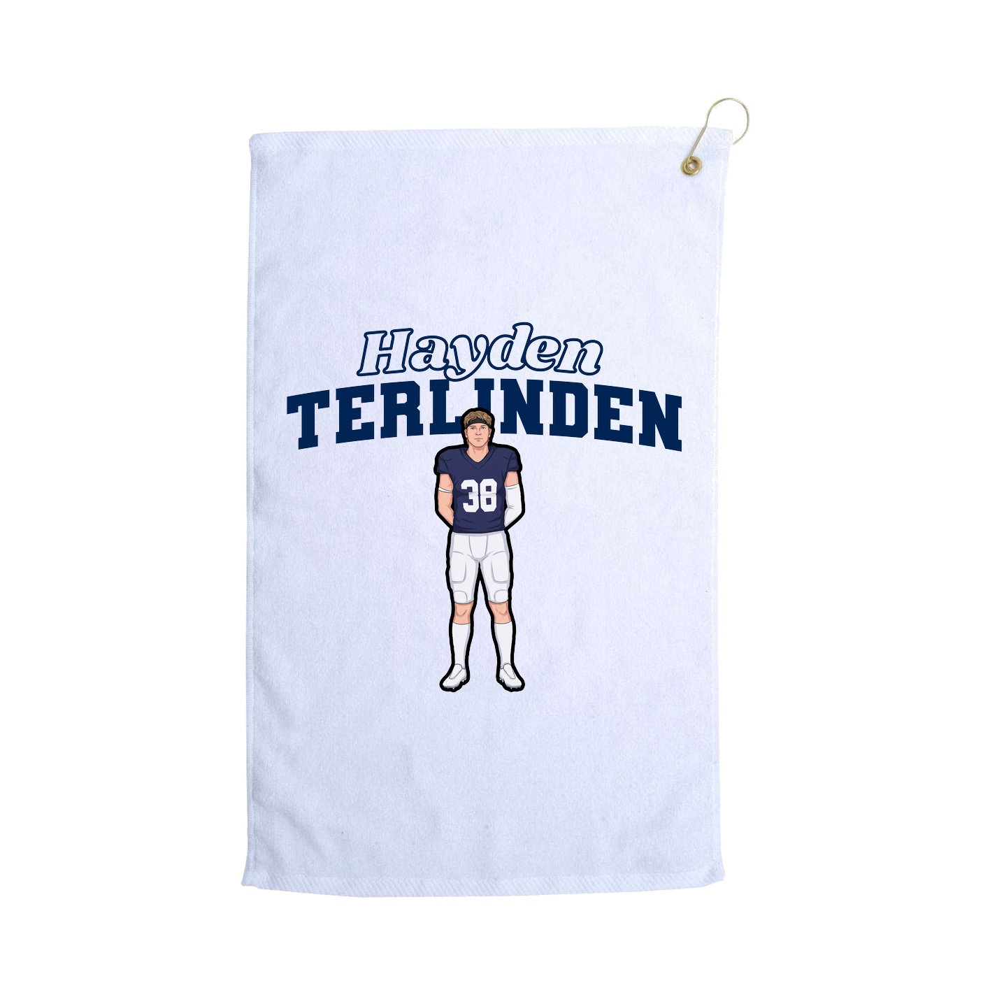 Golf Towel — Name Arch in White