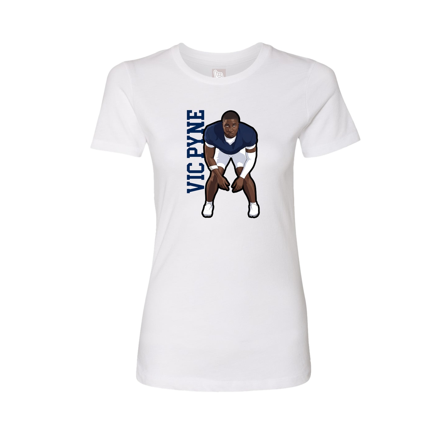 Fitted Women's Tee — Name Vertical in White