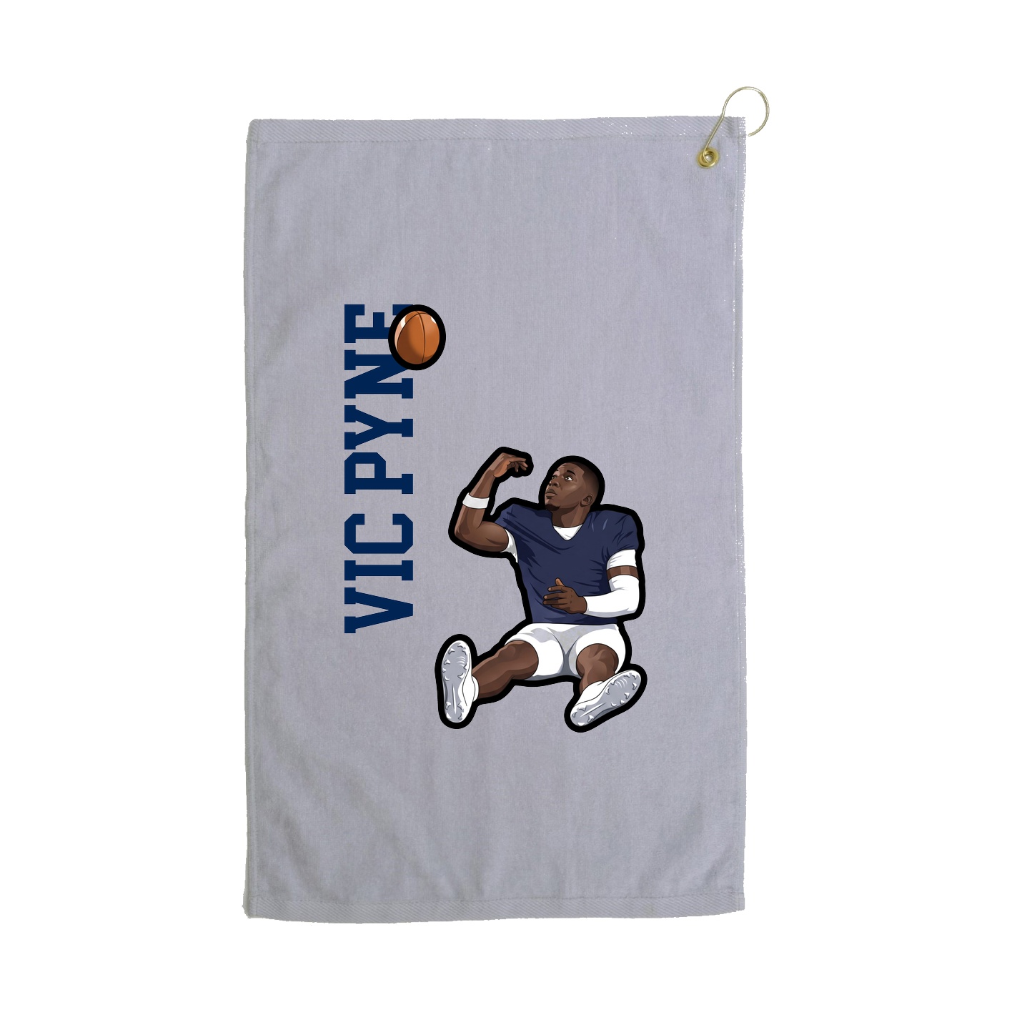 Golf Towel — Name Vertical in Grey