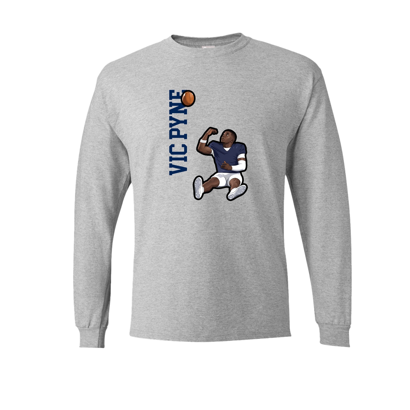 Long Sleeve Tee — Name Vertical in Grey