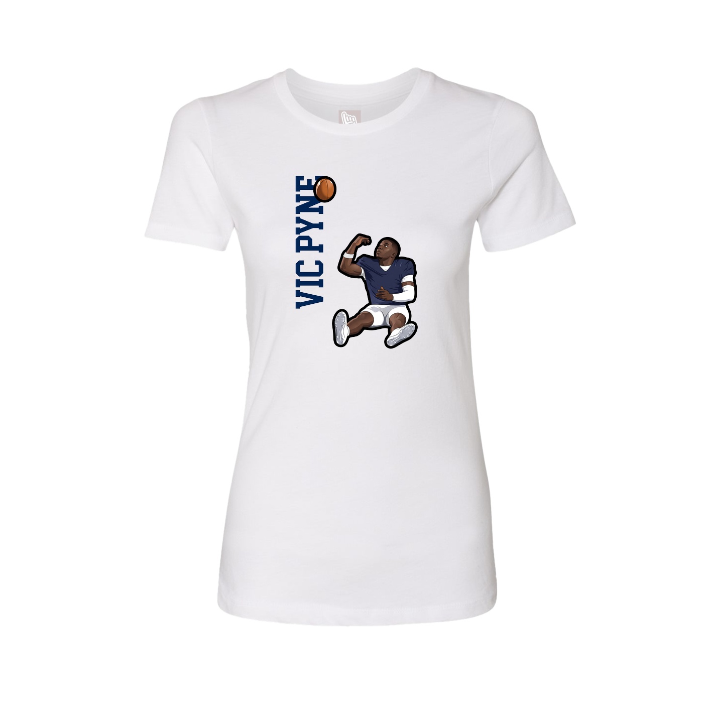 Fitted Women's Tee — Name Vertical in White