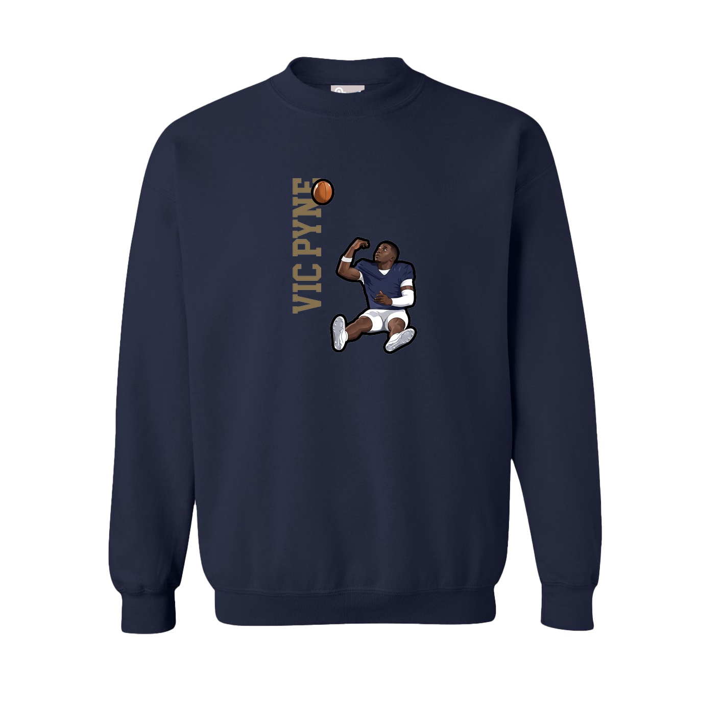 Fleece Crew — Name Vertical in Navy